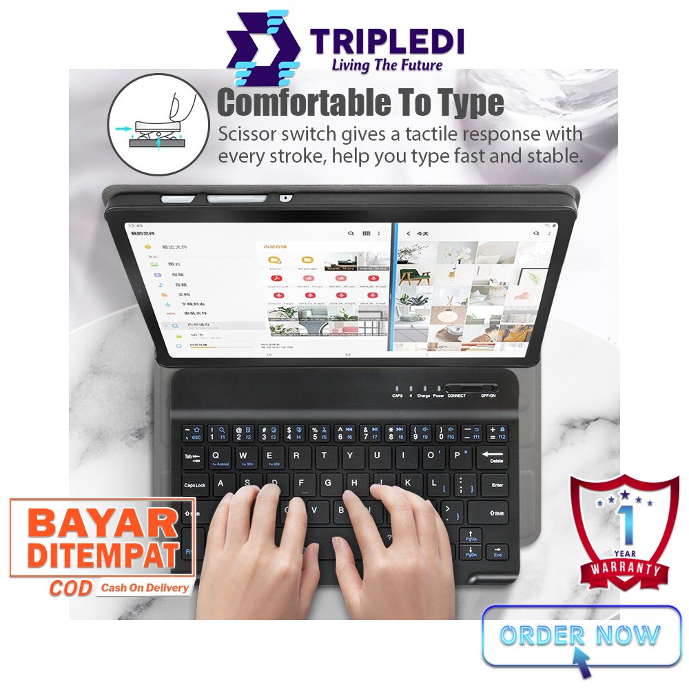 TRIPLEDI Case Samsung Galaxy Tab A7 Lite 2021 SM-T220 SM-T225 8.7 inch Keyboard Wireless Bluetooth Magnetic Removable Free Stylus Pen Flip Casing Leather Sarung Pelindung Shockproof Tablet Android Book Cover Folio Protektif Stand Built-in-3