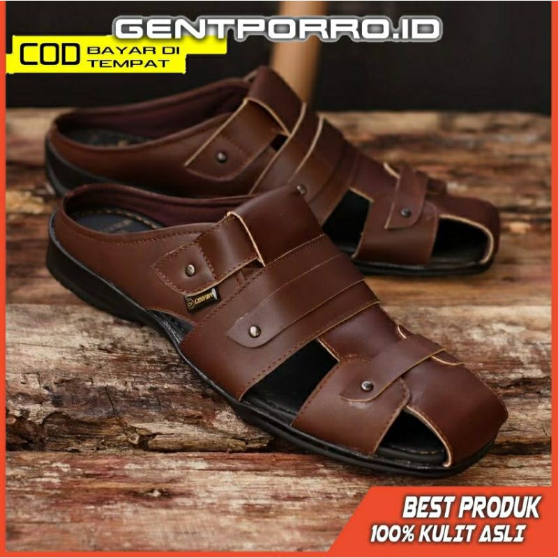 Sepatu sandal pria bahan upper kulit sapi asli out sole karerlt anti slip nyaman di pakai terbaru