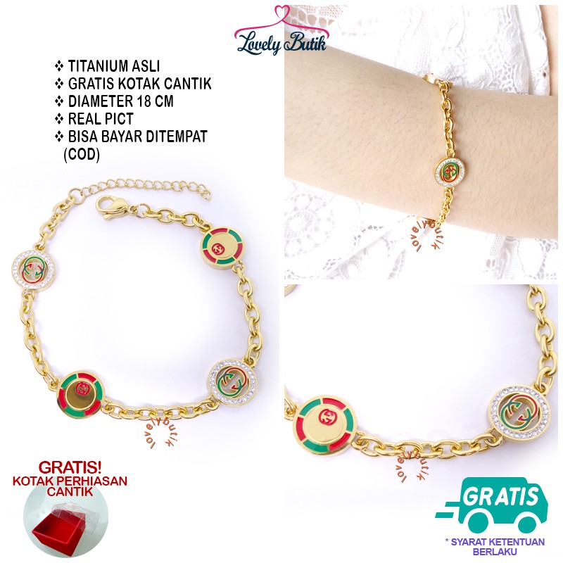 Lovelybutik Gelang Wanita Titanium Anti Karat Miranda New Gelang Tangan  BONUS KOTAK PERHIASAN