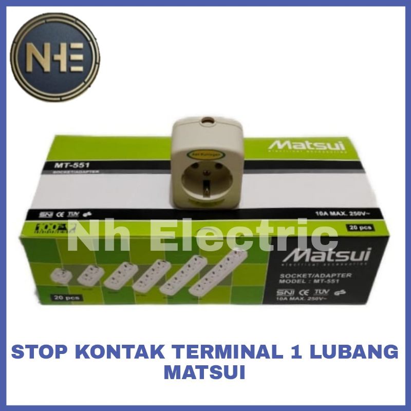 Stop Kontak Arde 1,2,3,4,5,6 Lubang Matsui - Colokan Terminal 1 - 6 Lubang Lampu Kuningan Matsui