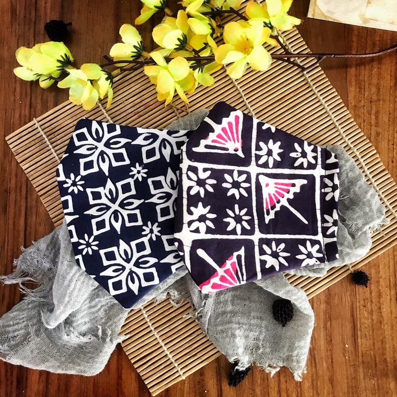 MASKER KAIN 4 LAPIS BATIK DONGKER - UNGU TUA HEADLOOP / EARLOOP