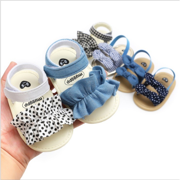 Prewalker bayi  motif gelombang / dua pita jeans