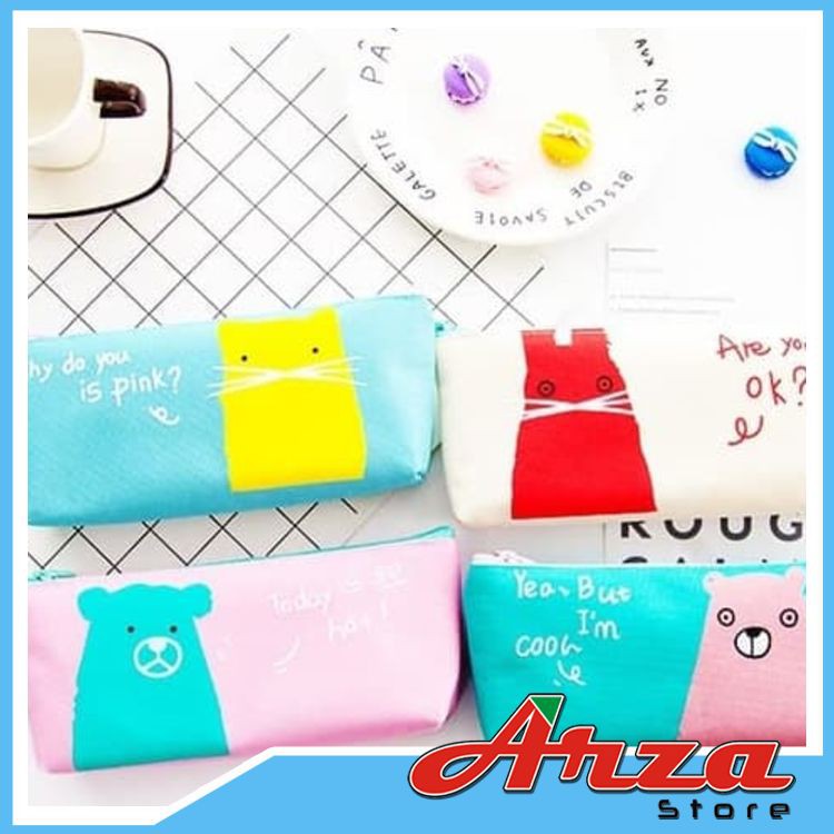 

M052 Tempat Pensil Dompet Pensil Tas Pensil Motif Tiger and Bear ukuran 19 x 9 cm