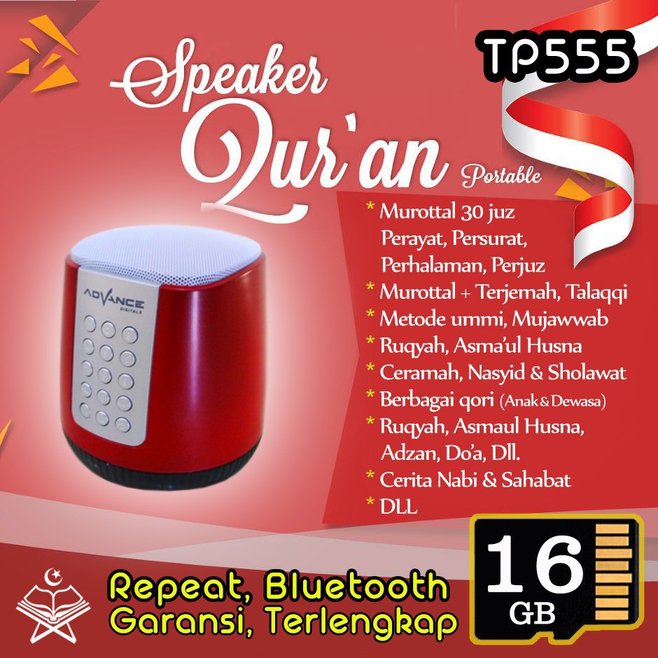 SPEAKER TAHFIDZ QURAN SPEAKER HAFIDZ QURAN Speaker Murottal Al Quran + MEMORY 16 GB TP 555
