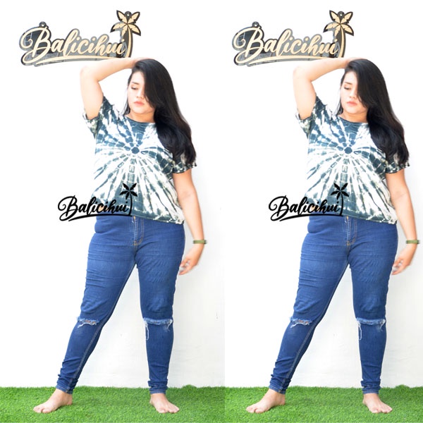 Balicihui Kaos Pelangi Atasan Tiedye Baju Tidur Pelangi Plus Size Big Size Baju Santai wanita