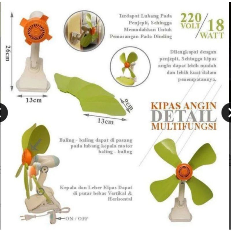 Kipas Angin Jepit Mini Fan18 W JM 3891