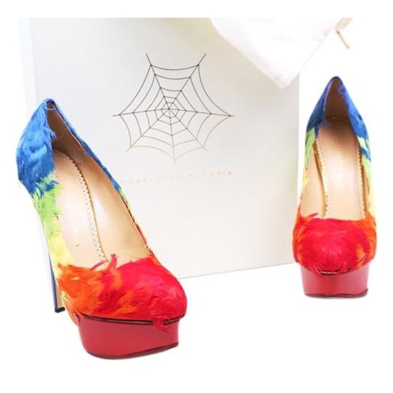 Charlotte Olympia Heels Bulu Rainbow
