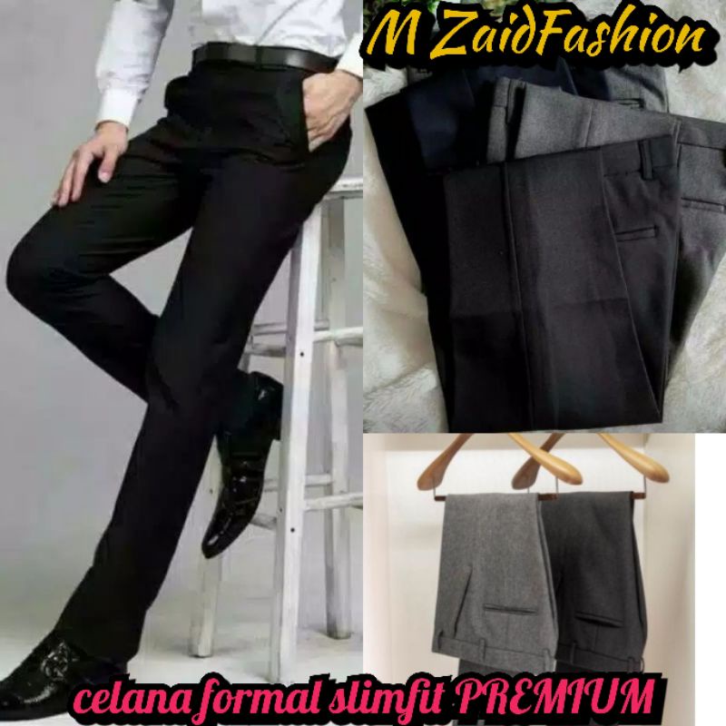 CELANA KANTOR SLIMFIT | BAHAN WOOL | READI WARNA ABU MUDA ,ABU TUA,HITAM DAN COKLAT SIZE 27-38