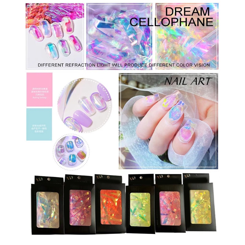 Siy 1 Kotak Stiker Kuku Holografik Untuk Dekorasi Nail Art Diy