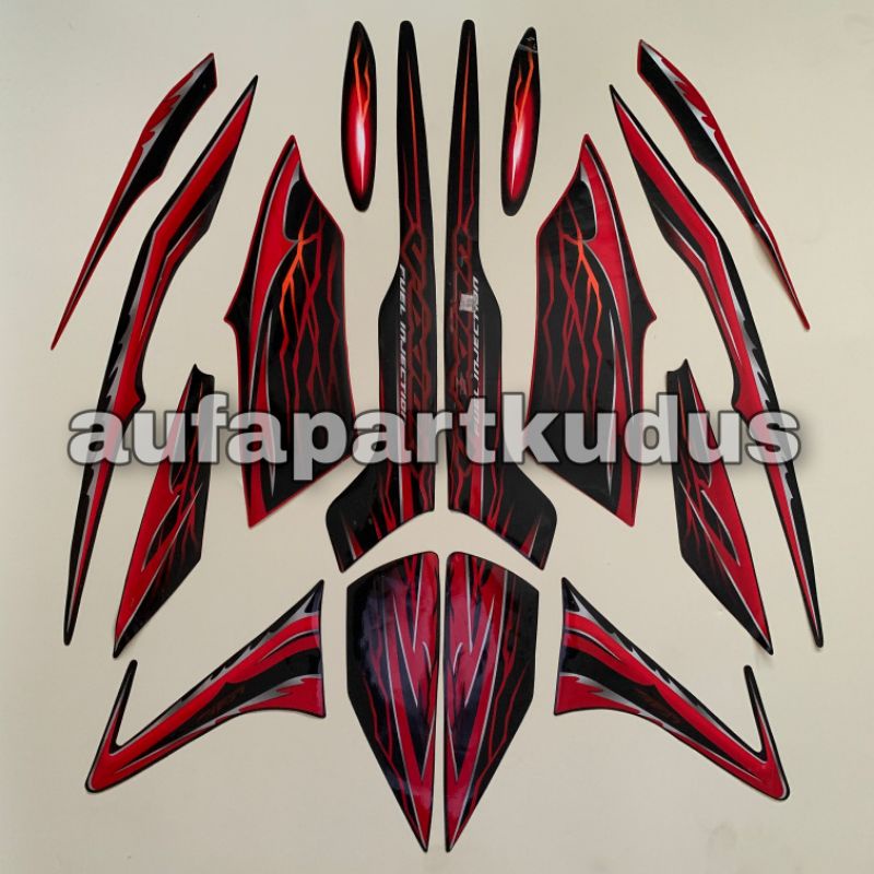 Stripping strip stiker sticker lis polet body Yamaha Vixion thn.2010 Hitam Merah striping les vixion