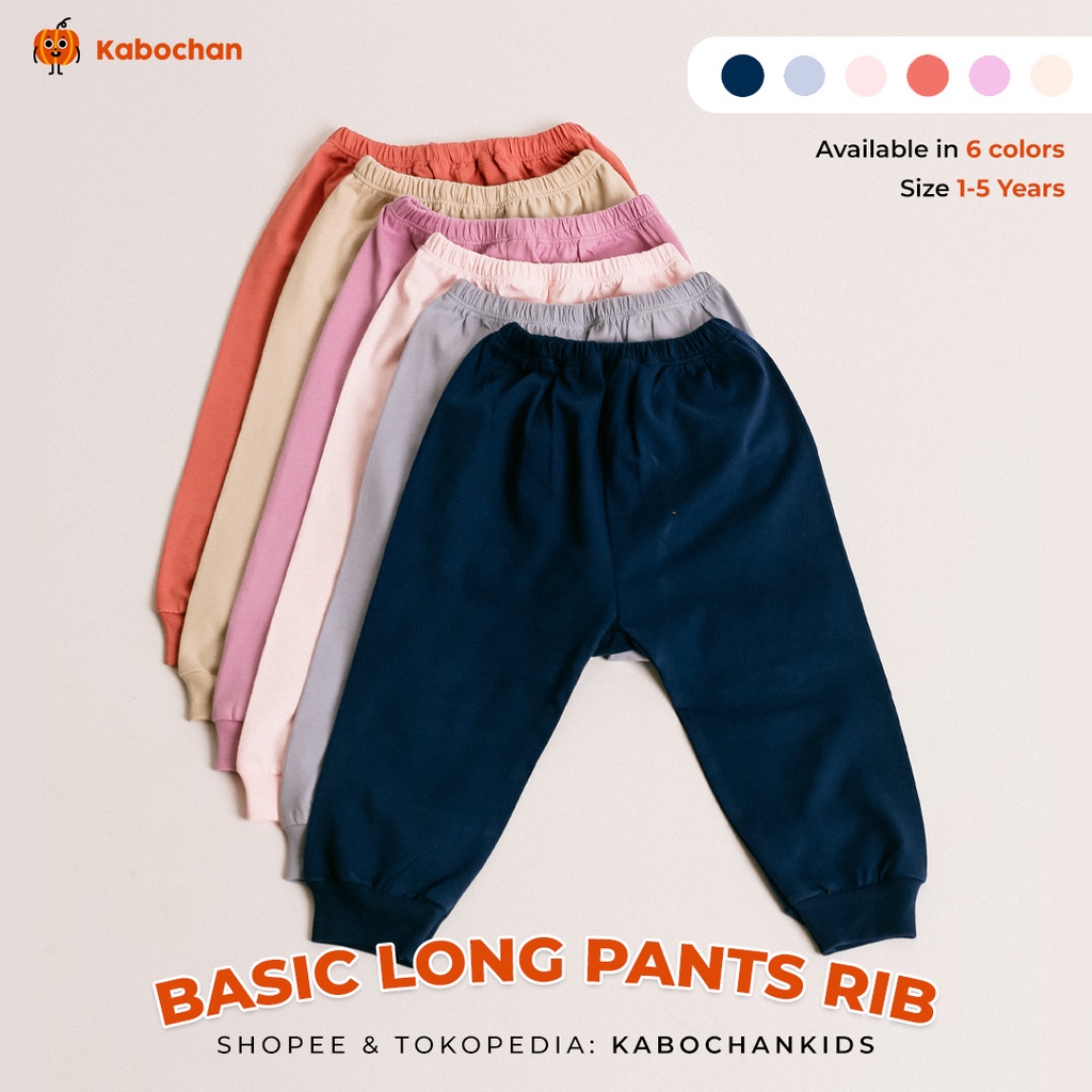 Basic Long Pants Rib Kabochan (Celana Panjang Bayi &amp; Anak) 1-5 Tahun