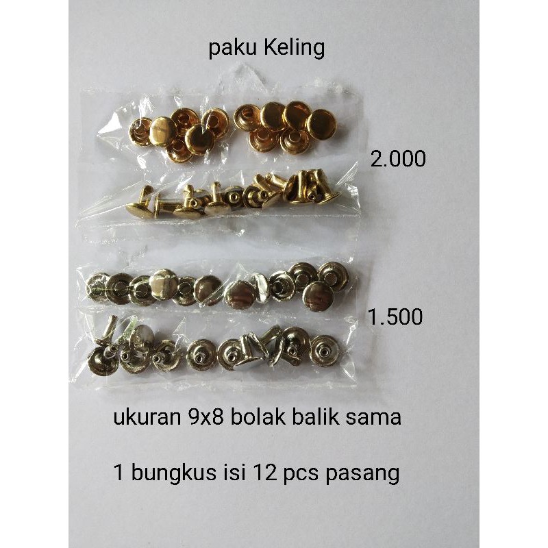 12 pasang paku Keling / mata ayam