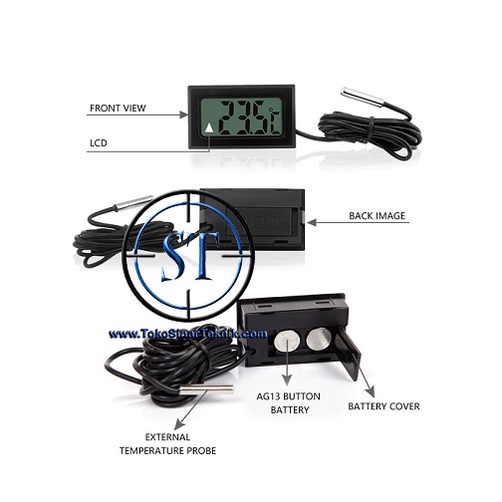 Thermometer Digital + Kabel Sensor Waterproof Probe Termometer Suhu Kulkas Mesin tetas Telur