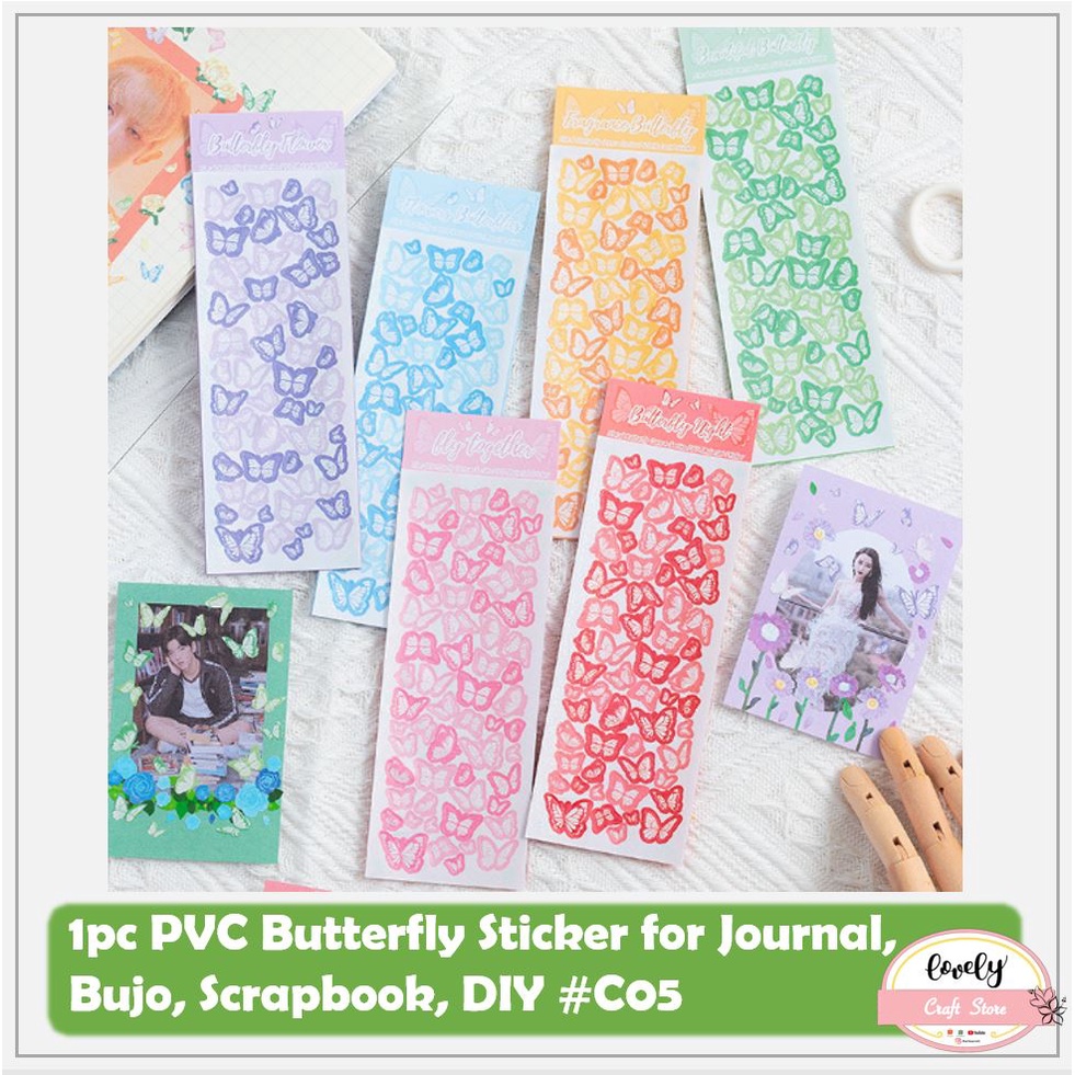 

LovelyCraftStore | C05 ~ Butterfly Journal Sticker plants garden bujo scrapbook DIY decoration