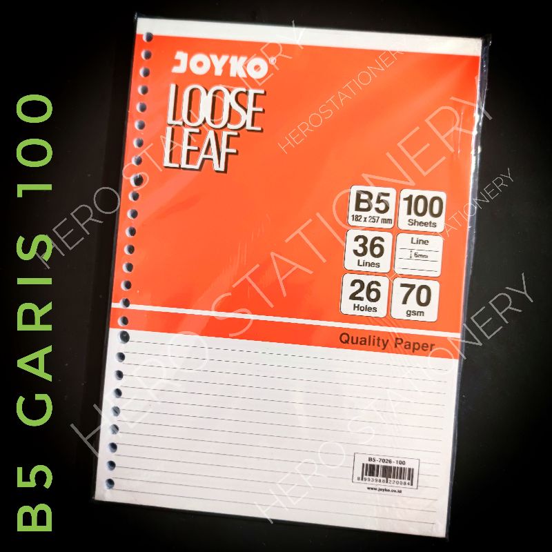 

Kertas isi file loose leaf garis joyko B5 100 lembar