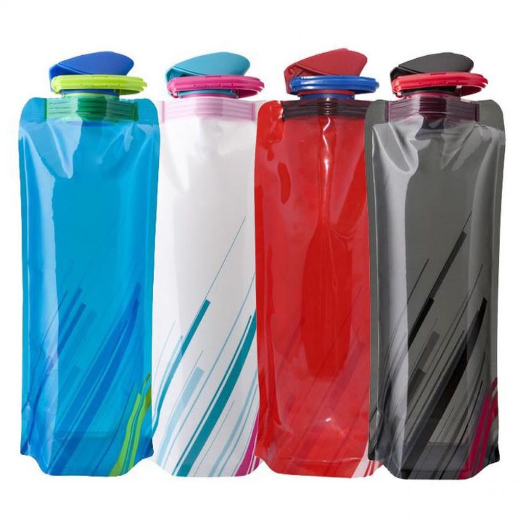 Botol Minum Lipat Portable 700 Ml / Kantong Air Minum Silikon Olahraga Sepeda Gunung Lipat Untuk Lari / Kantung Air Camping Outdoor Gunung Pendaki Plastik Lipat / Tas Kantong Air Minum / Botol Air Minum Lipat Portable Sedotan / Tempat Kantong Minum Murah