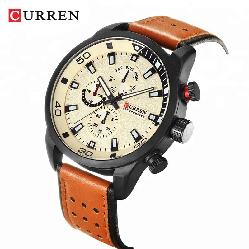 CURREN 8250 Jam Tangan Pria Analog Tali Kulit WK-SBY