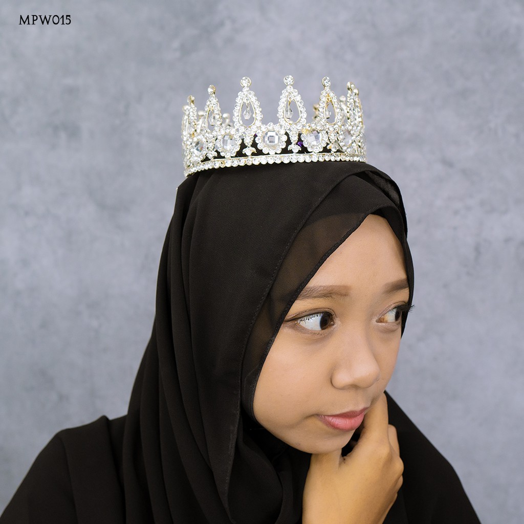 [PRODUK TERBATAS] CROWN FULL ROUND BRIDAL AKSESORIS PERNIKAHAN PUTIH MPW015