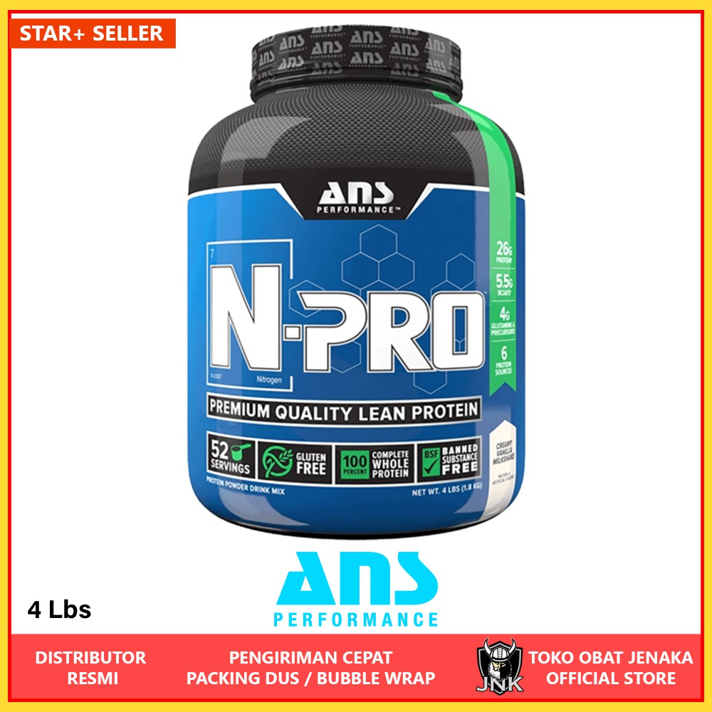 ANS Performance N-Pro Lean Whey Protein N Pro 4 lbs 52 Serving Multi Source Protein BCAA Glutamine