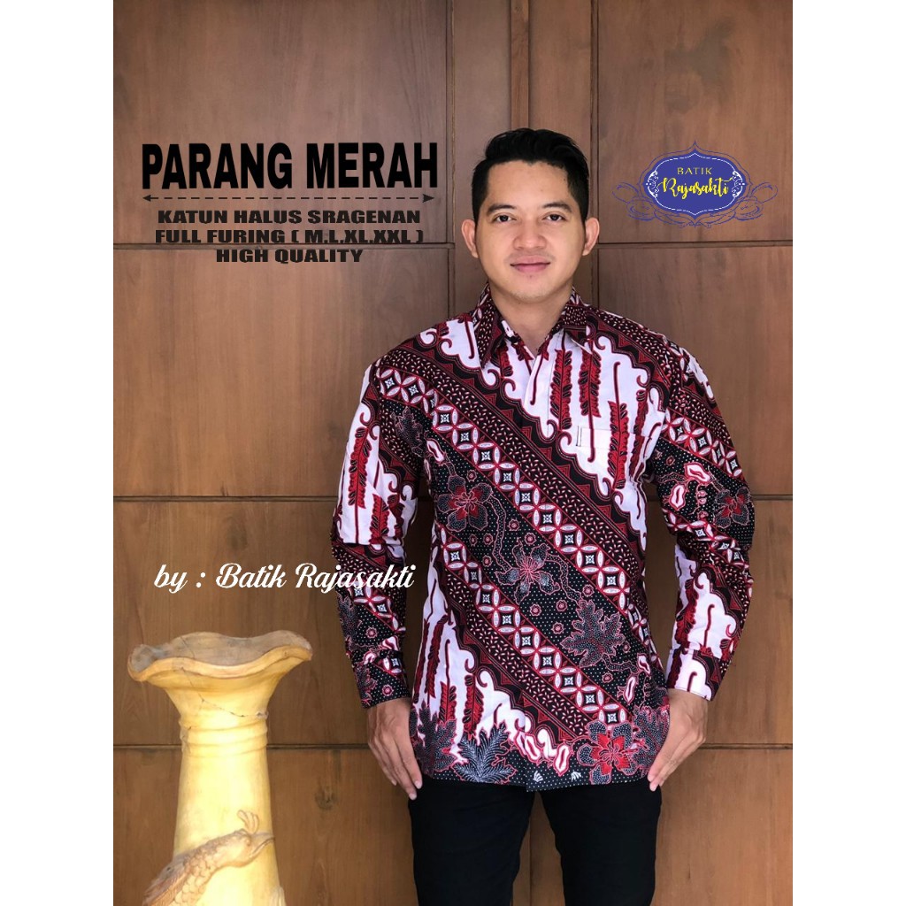 PARANG MERAH kemeja batik pria lengan panjang terbaru ORIGINAL BY RAJASAKTI