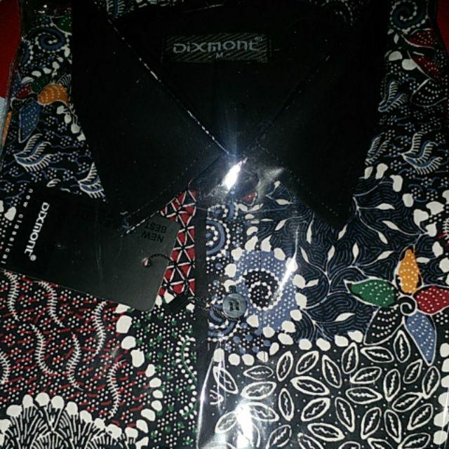 Kemeja Batik Pria Lengan Pendek Bs84 Katun Motif Modern Dixmont Semi Slimfit