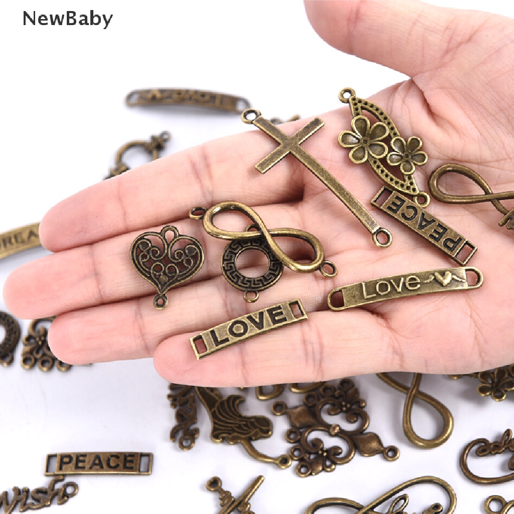 Newbaby 50 Pcs Liontin Kalung Model Salibtulisan Infinity Antik Untuk Perhiasan DIY