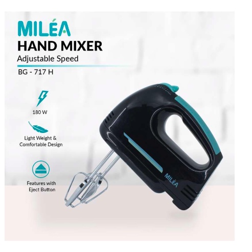 [ Milea ] Hand Mixer / Hand Mixer Milea BG-717H -  Dengan Safety Motor BERGARANSI RESMI!