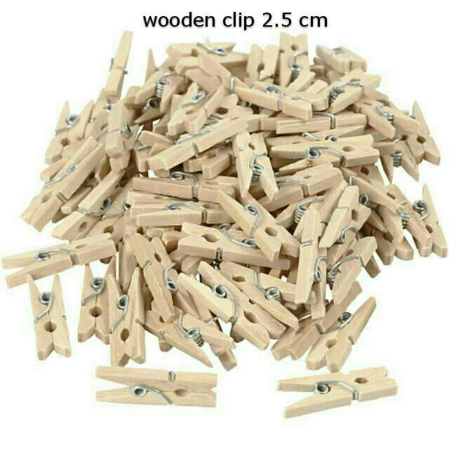 wooden clip jepit foto kayu 2.5 cm  3.5 cm Polos