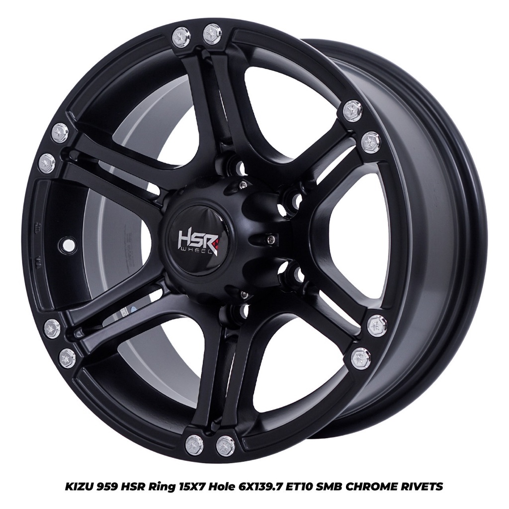 Velg Mobil HSR KIZU 959 Ring 15 Pelek Offroad Hiace Terrano Panther New Black