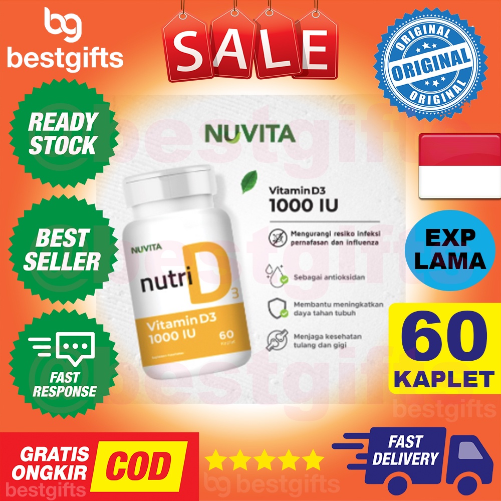 NUVITA NUTRI D3 1000 IU VITAMIN D 1000IU MENINGKATKAN SISTEM IMUNITAS TUBUH TULANG GIGI 60 KAPLET