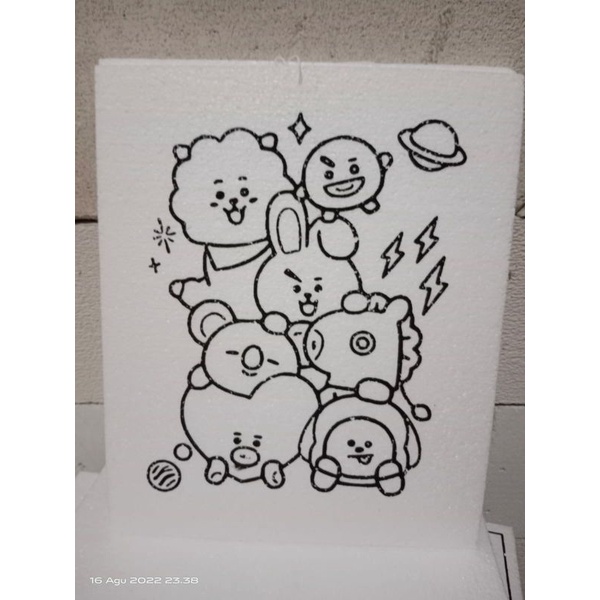 

Gambar BT21 lukis sterofoam anak