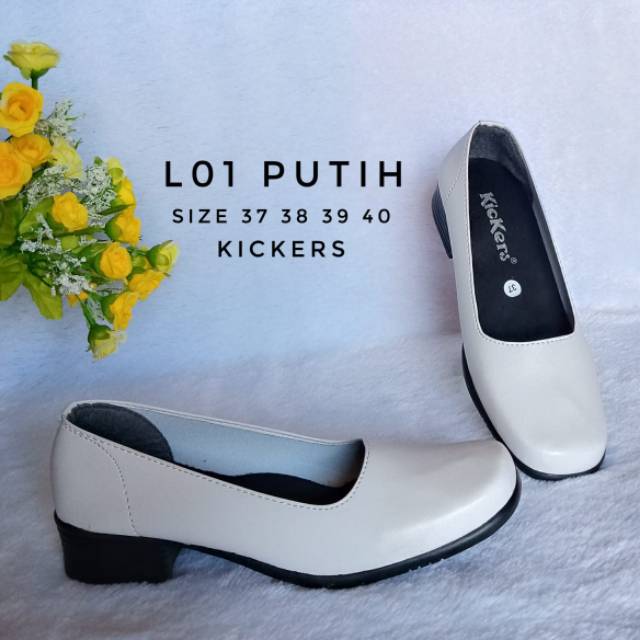 Sepatu Heels Pantofel Putih Wanita