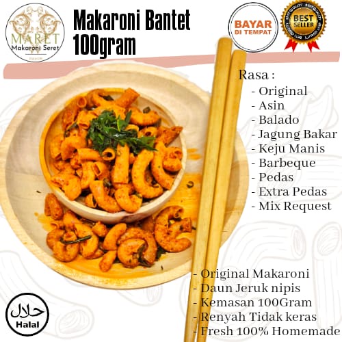 

Cemilan Jajanan Makaroni Makroni Bantet 100Gram Daun Jeruk Rasa Extra Pedas Murah Renyah - Maret Makaroni Seret