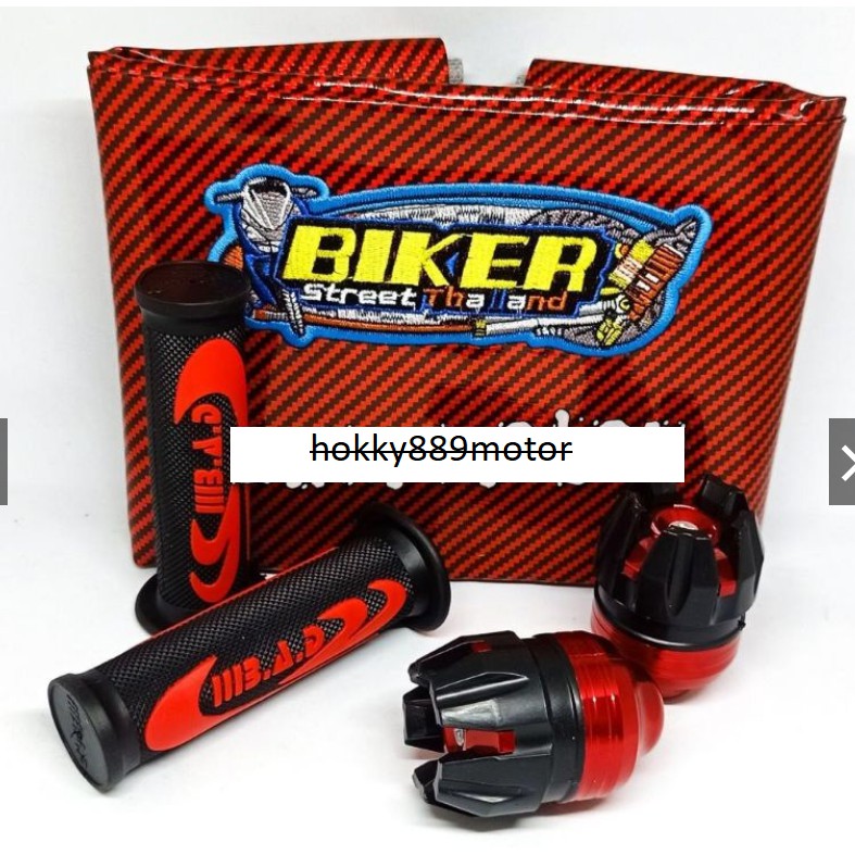 (promo-paket hemat)kulit jok karbon biker warna + handgrip bad Nike + jalu as roda depan-Universal