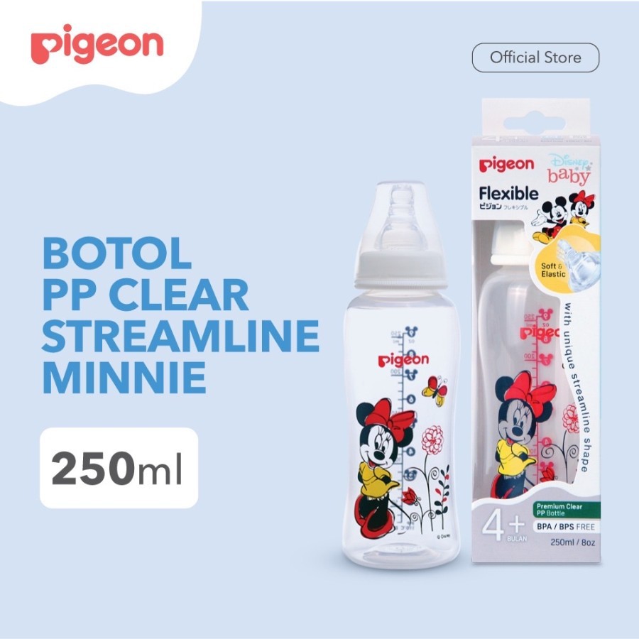 PIGEON PP CLEAR STREAMLINE MINNIE 250ML W/ S-TYPE NIPPLE PR010823