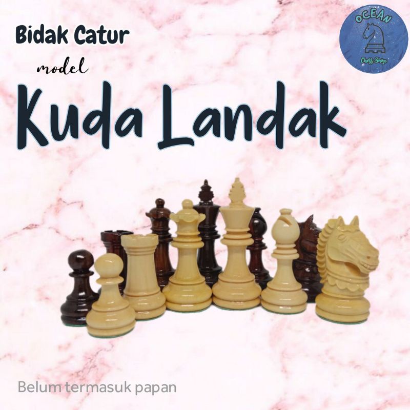 Bidak Catur Kayu Sonokeling model Kuda Landak ( Dobel Menteri & Free Pouch )