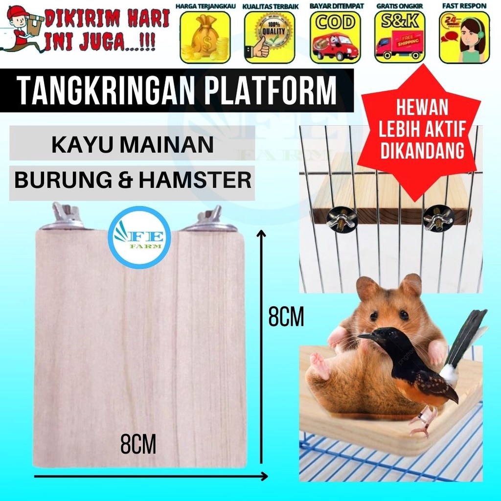 Hamster Kandang Angkringan Tangkringan Kotak Kandang Sugar Glider Burung Mainan Kayu FEFARM