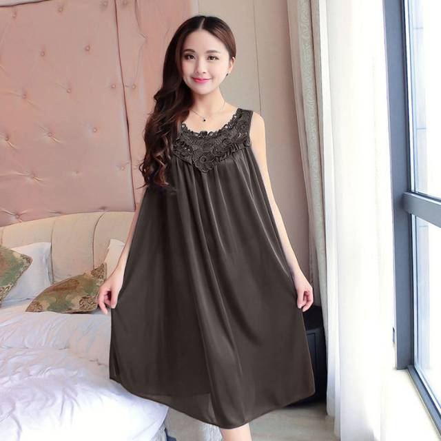 BOSJKT629 Daster Baju Tidur Wanita Polos Jumbo Tanpa Lengan