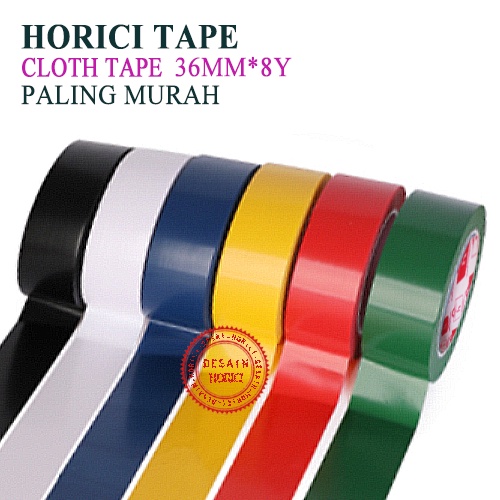 HORICI CLOTH TAPE 36MM*8Y ISOLASI WARNA WARNI LAKBAN PEREKAT SUPER MURAH /BAHAN TEBAL JILID LINEN