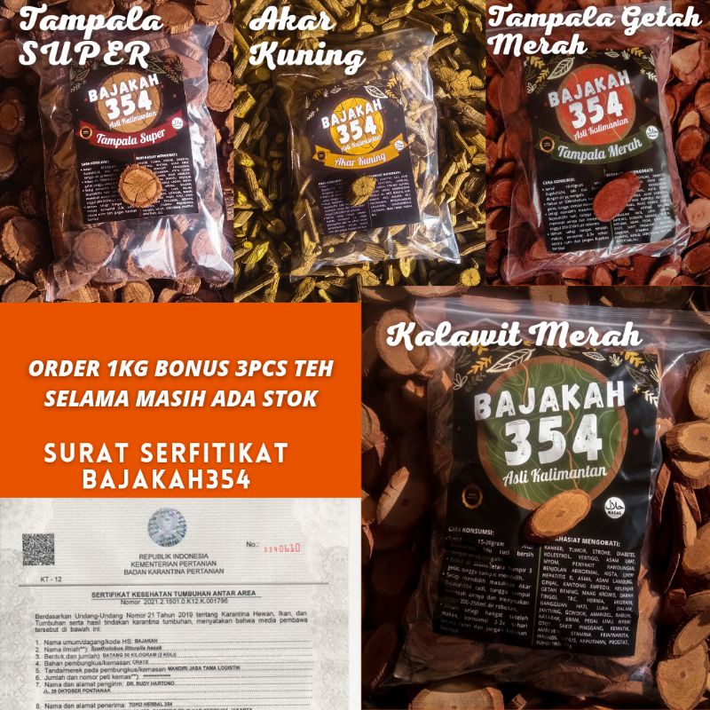 

[1KG] PROMO LENGKAP AKAR BAJAKAH 354 TAMPALA SUPER MERAH KALAWIT KUNING 100% ASLI HERBAL KALIMANTAN MURAH