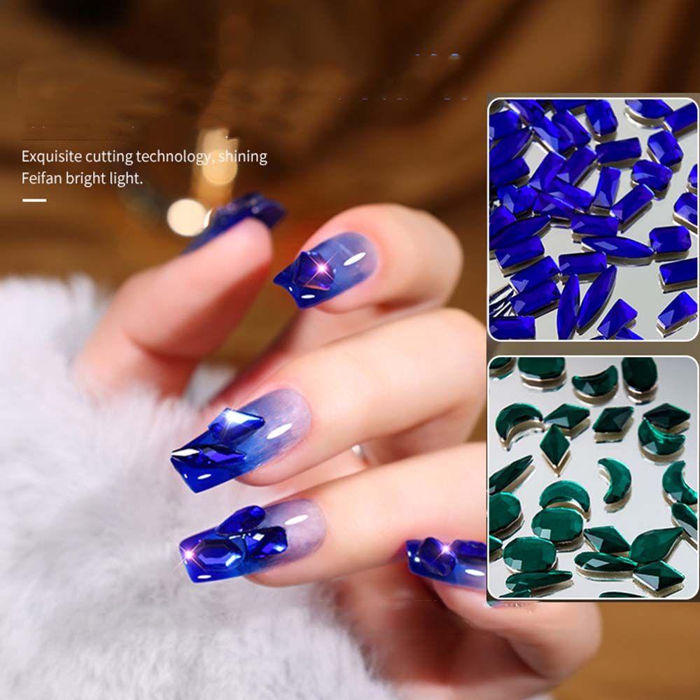 AUGUSTINA Agustina Kuku Tidak Teratur Rhinestones Mix Bentuk Akrilik Manikur Permata Batu 3D Nail Art Aksesoris Kuku Putaran Pesona