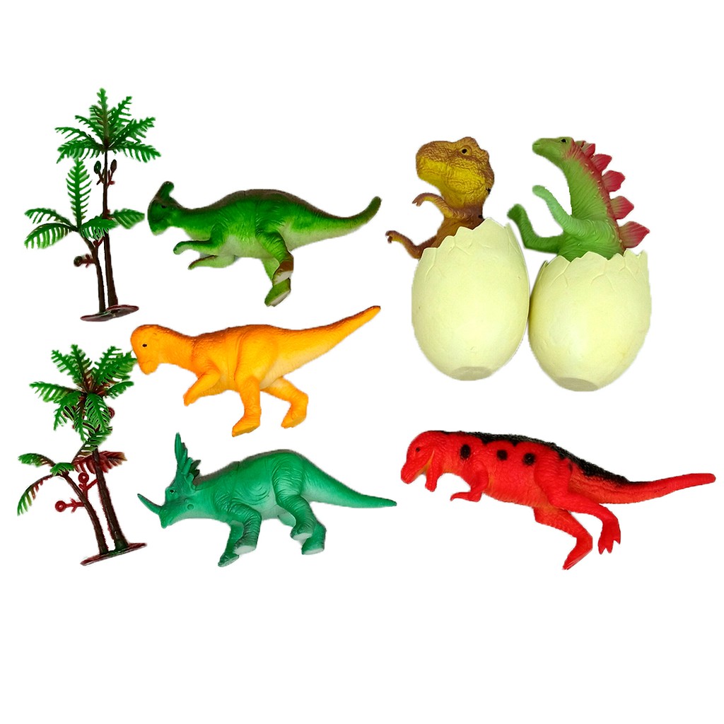 Set Dinosaurus Karet dan Telur Menetas Mainan Miniatur Dino