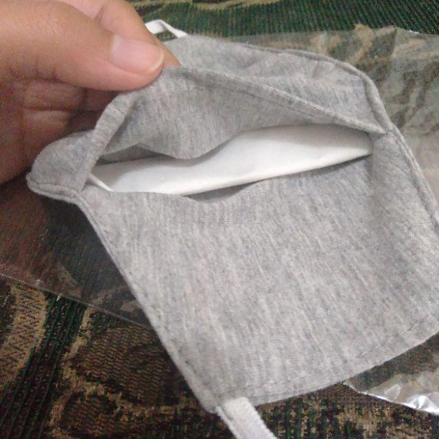Masker Kain 3 Lapis Selip Tissue Filter Jadi 4 Lapis 4ply Face Mask Katun Anti Debu Cotton Mask