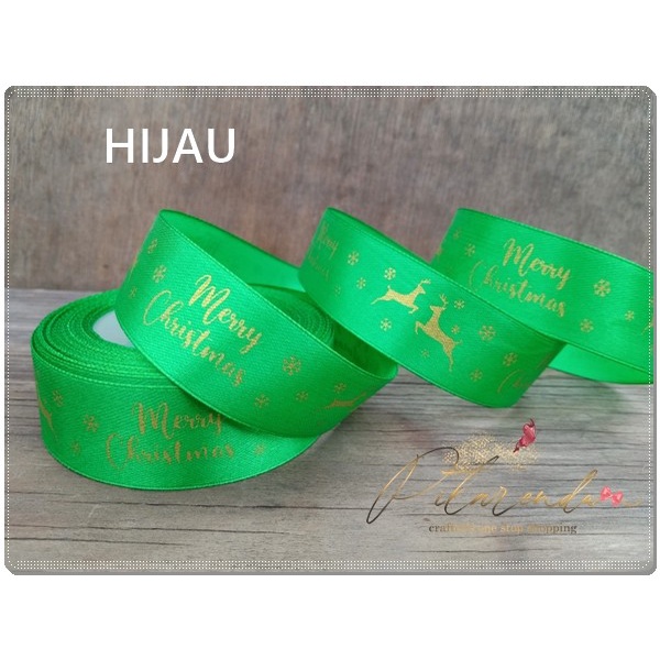

Gnatl-198 : Pita Natal Saten Motif Rusa Emas 2,5Cm (Per Rol) 040