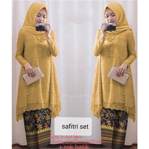 (REALPICT) SETELAN KEBAYA SAFITRI brukat / Kebaya Wisuda / Kebaya Kondangan