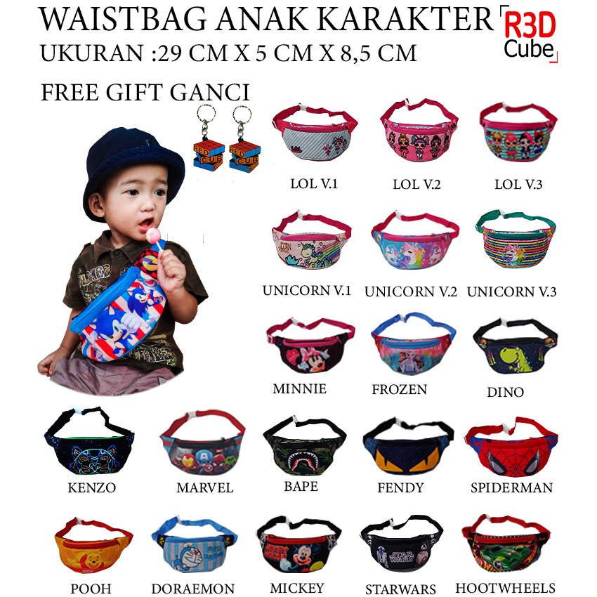 RCS TAS  PINGGANG  ANAK  WAISTBAG ANAK  KARAKTER TAS  