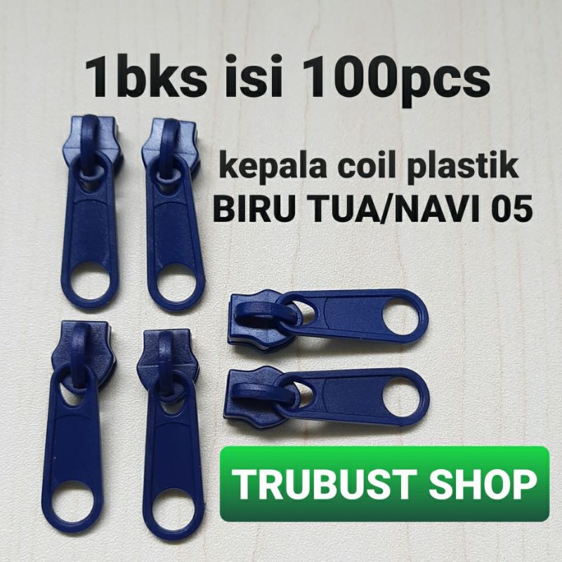 kepala resleting coil plastik 05 biru tua navi