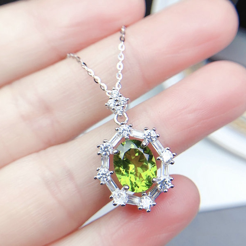 Kalung Dengan Liontin Bentuk Geometri Oval Bahan Cubic Zirconia Untuk Wanita