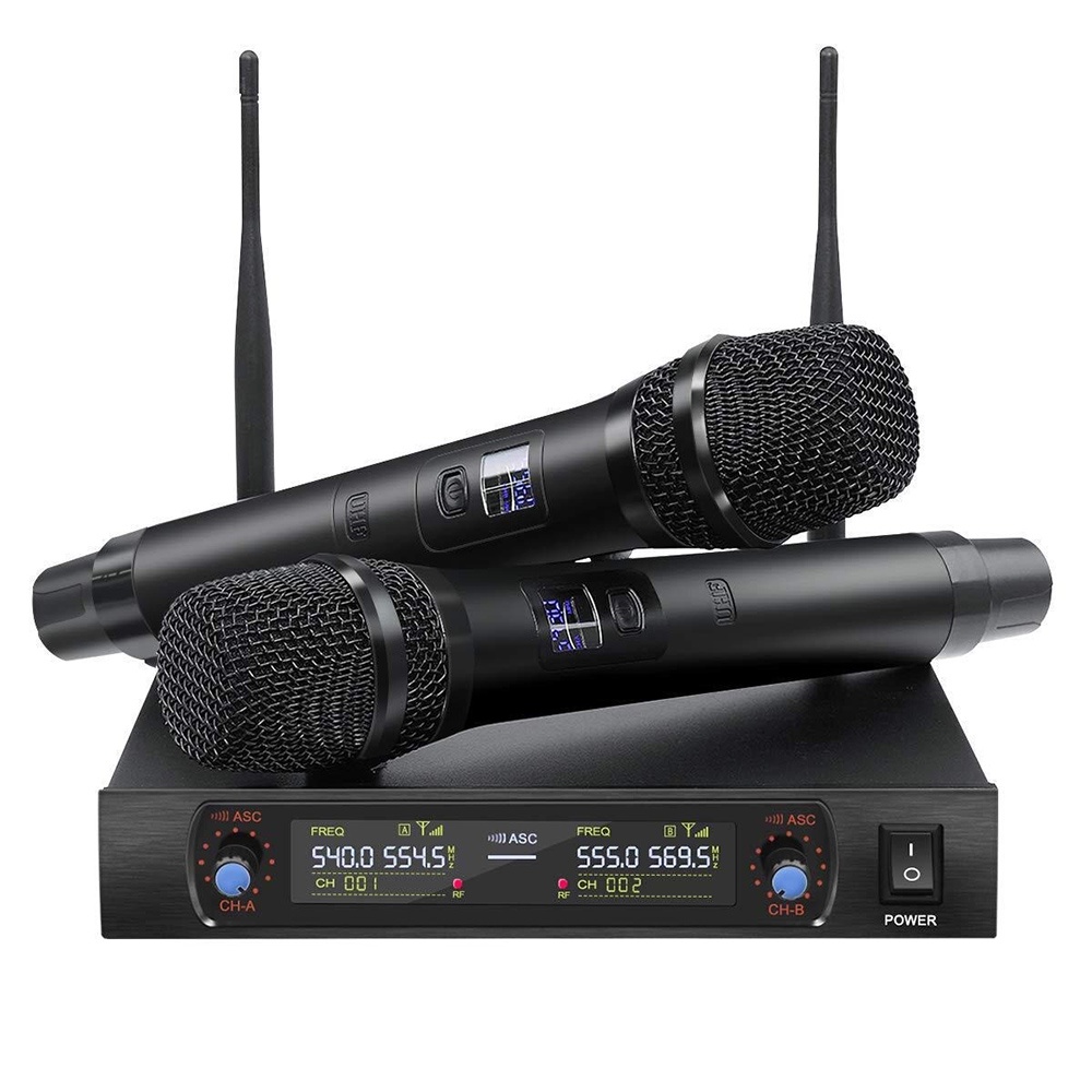 Microphone Karaoke Dual Channel Handheld Wireless Mic - J-08 - Black