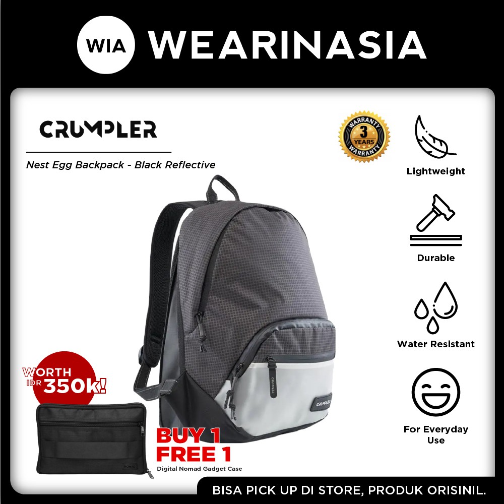 Crumpler Nest Egg Backpack Black Reflective Tas Ransel Pria Wanita Original
